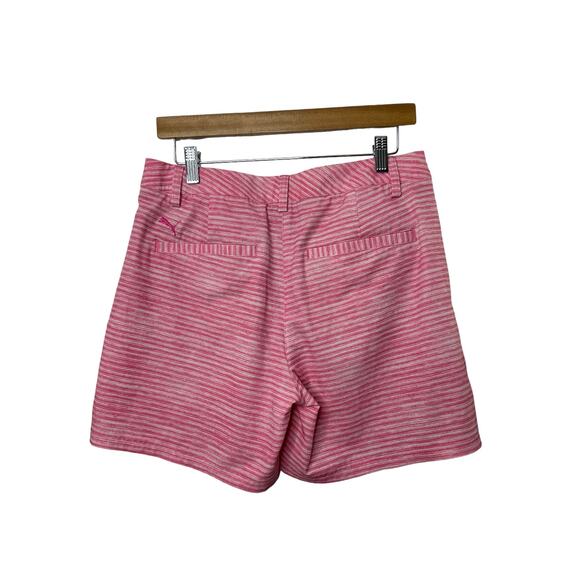 Puma Flat Front Pink & White Stripe Shorts Women's Size 8 - Picture 4 of 6